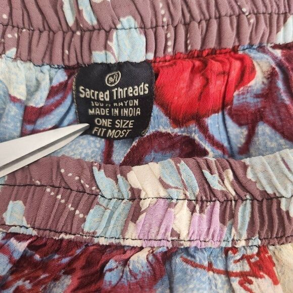Vintage 90s Sacred Threads One Size OS Peasant Skirt Tiered Floral Boho - Picture 6 of 7